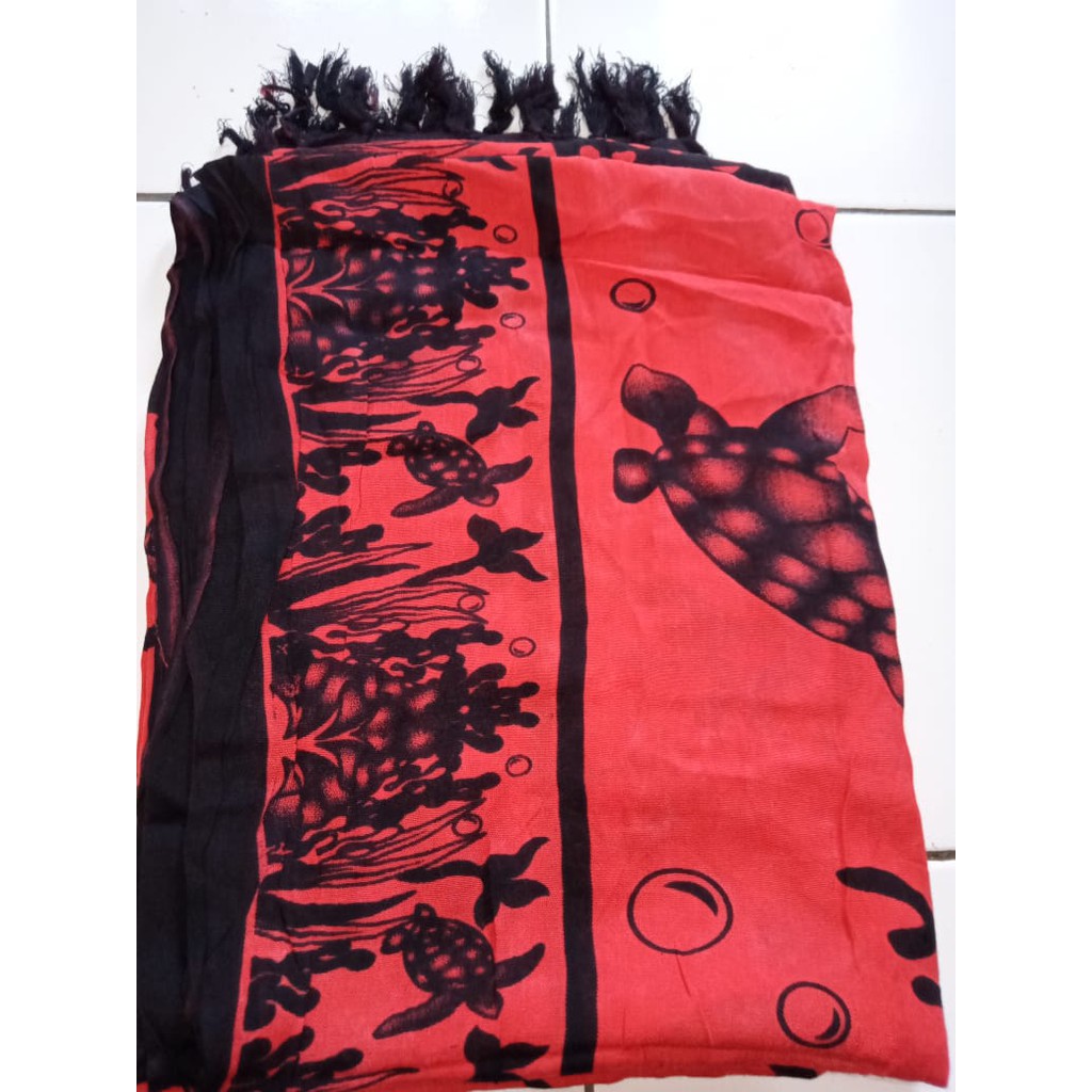 Kain Bali Wisata Pantai Motif Hewan Laut 160 cm x 120 cm Rumbai Sembilanmode