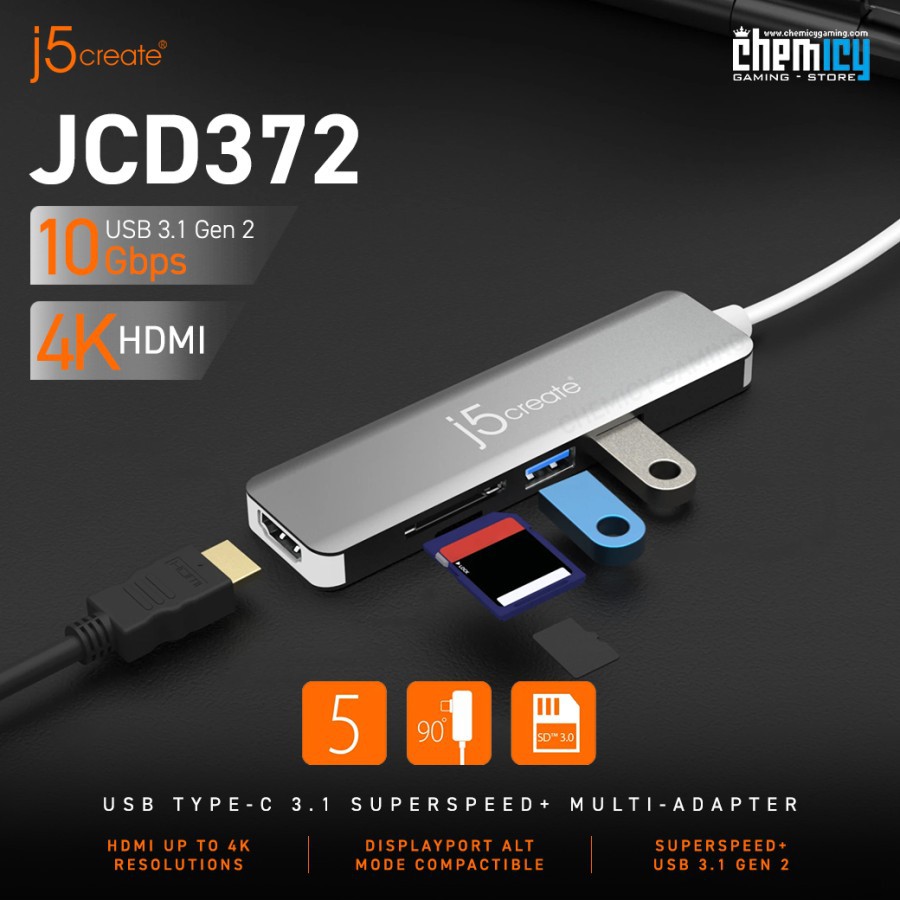 j5Create JCD372 Mini Dock Kit 5-in-1 USB Type-C