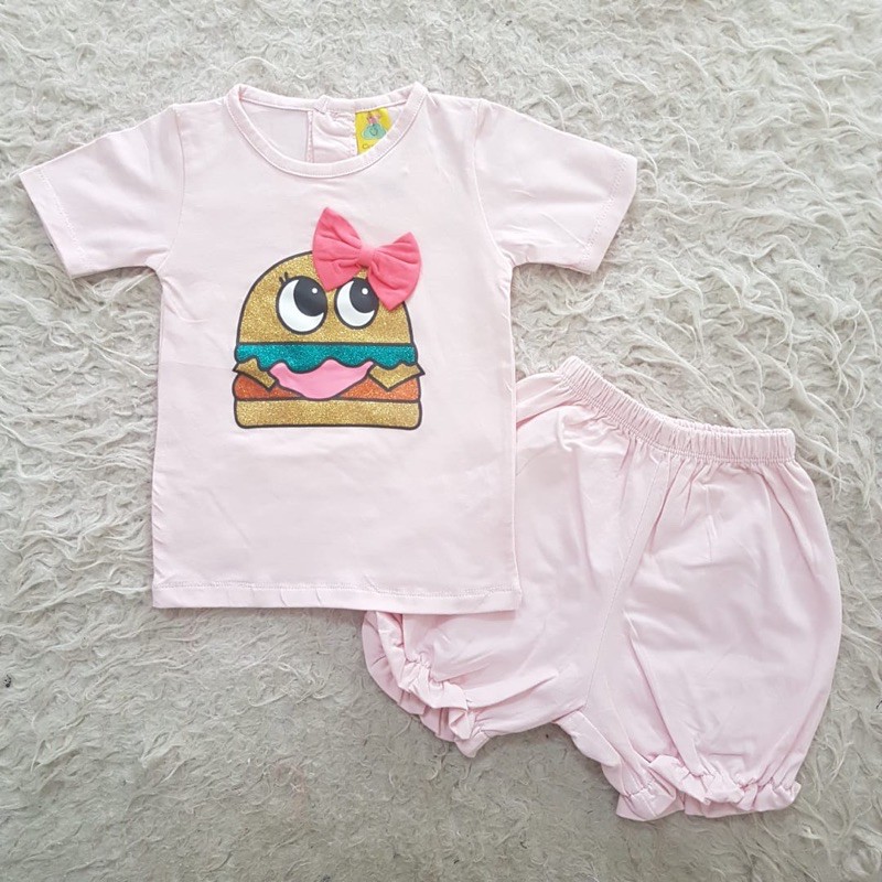 Baju bayi Hamburger Setelan Set