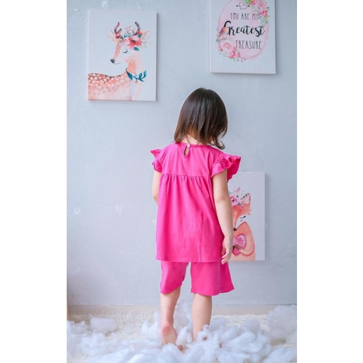 Setelan Anak Kaos Smilee Pompom Size 1-5Tahun / Setelan anak perempuan lucu CBKS S23