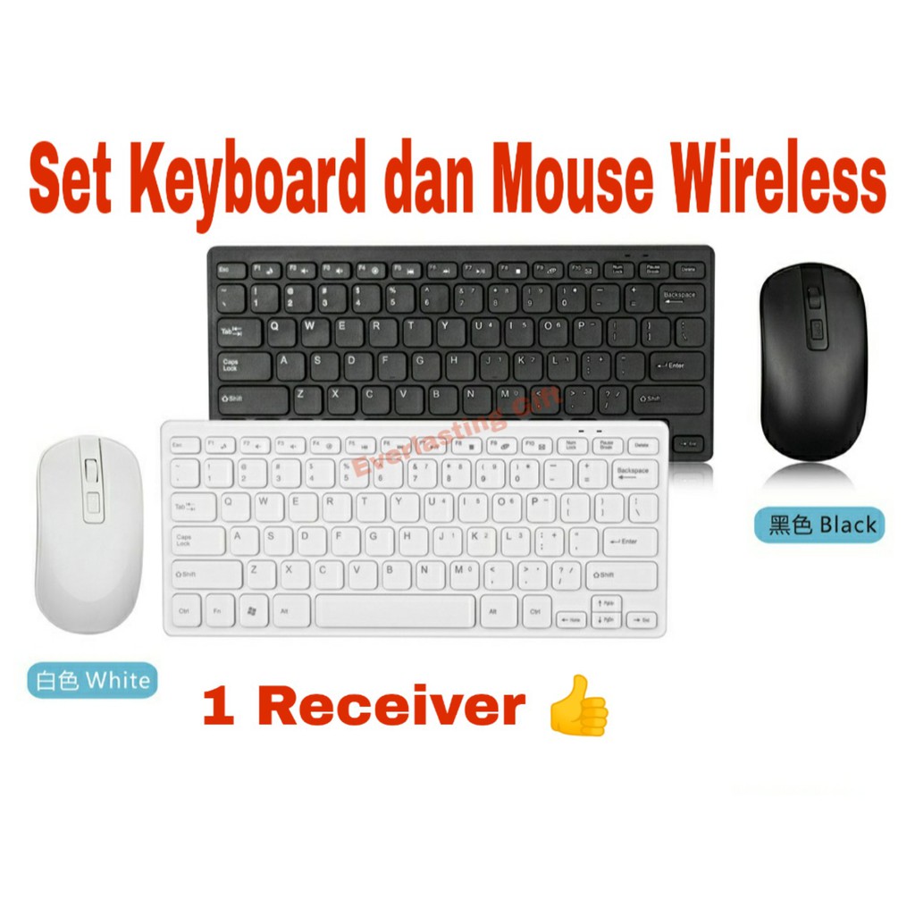 SET KEYBOARD DAN MOUSE WIRELESS SLIM DESIGN TERMURAH (Top Quality)