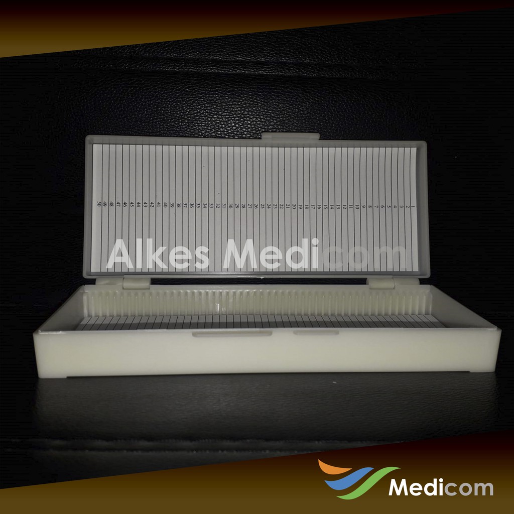 

Box Slide Preparat 50 Slides Putih | Plastik Object Glass Mikroskop