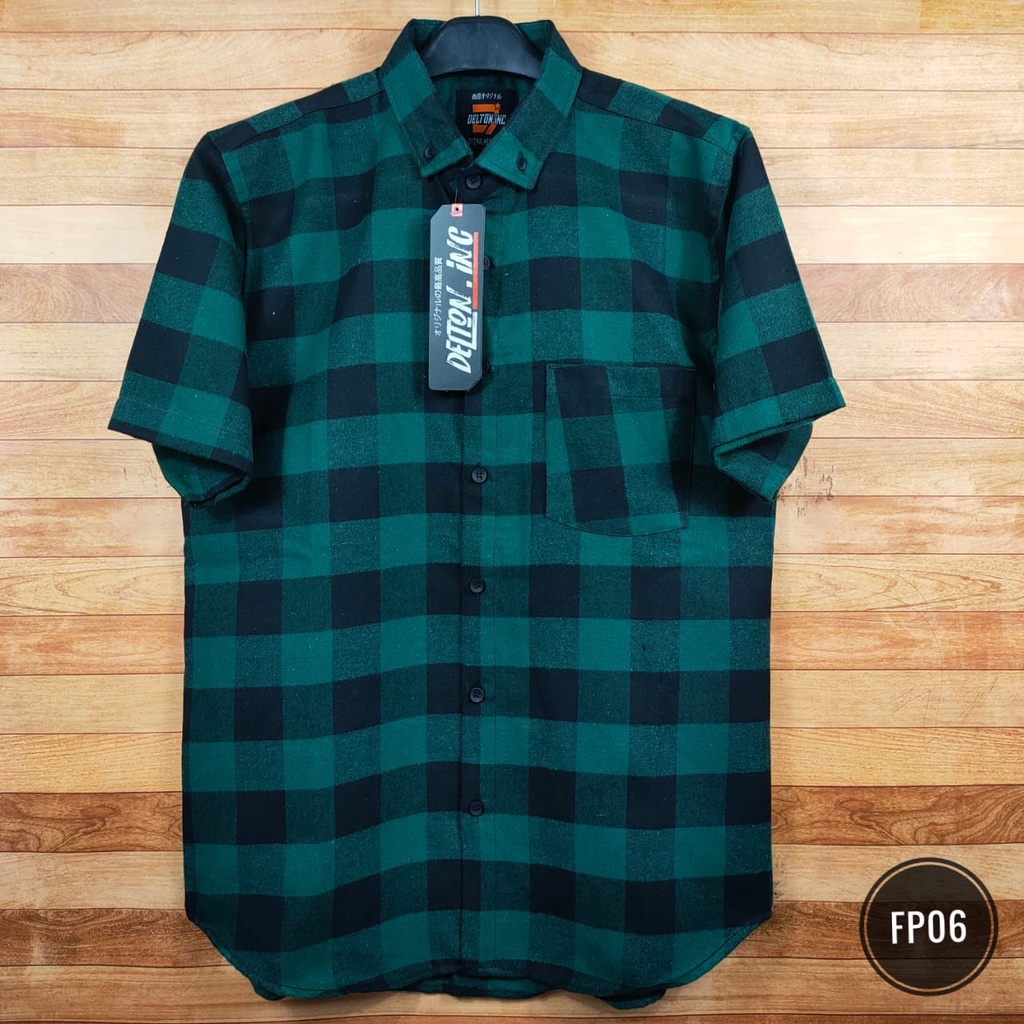 Kemeja Flanel Lengan Pendek / Kemeja Flanel Pria (FP14) Kemeja Surfing Distro