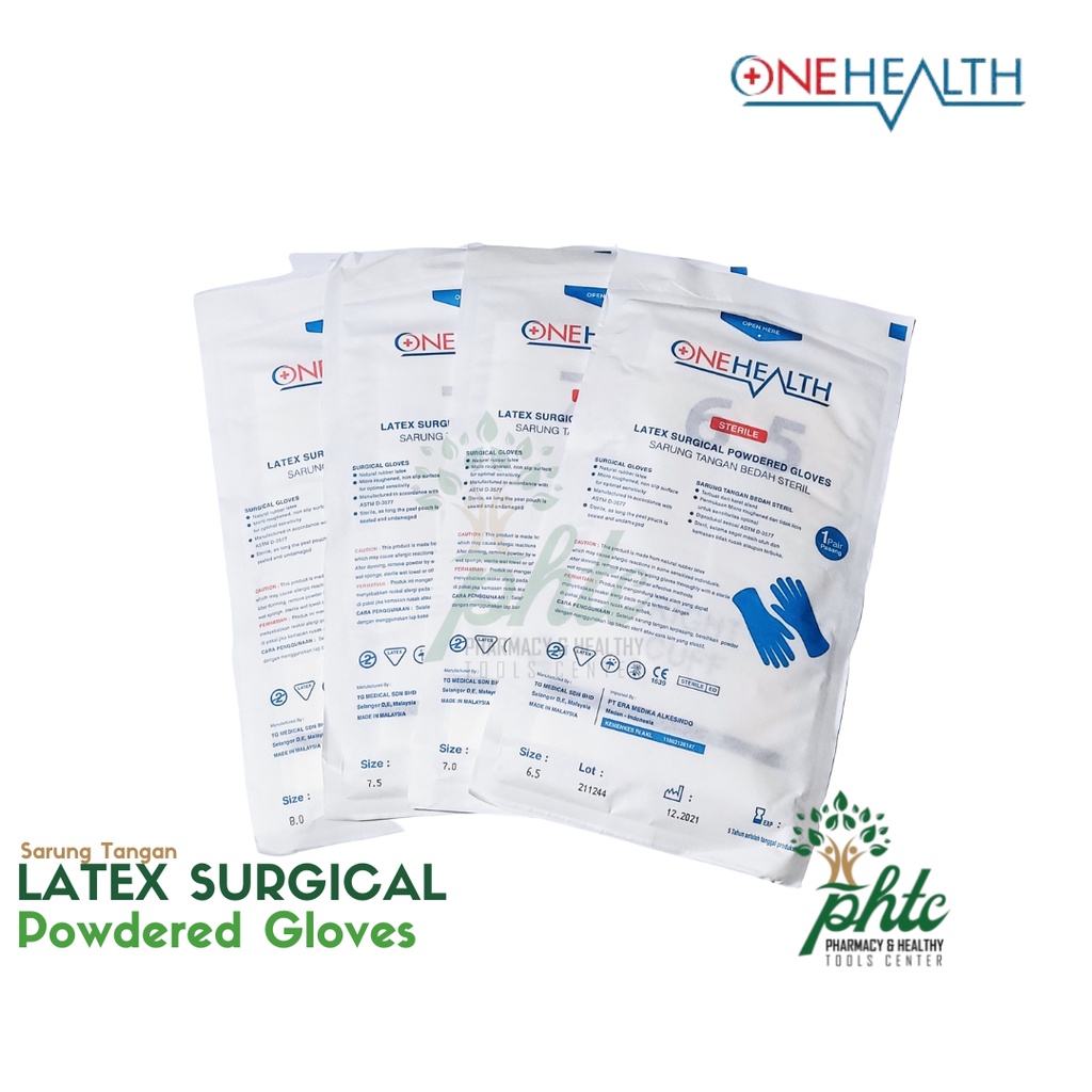 ONEHEALTH Sarung Tangan Steril l Handskun l Latex Surgical Powdered Gloves l Handscoon