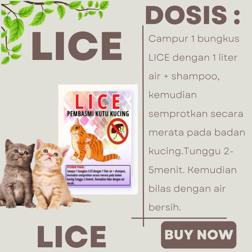 Lice Obat Anti Kutu Serbuk Kucing Non Detick FEZONE