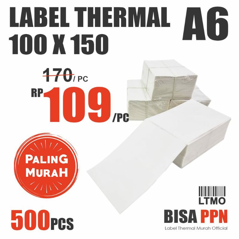 

ASIANPERABOT Label Barcode CF MURAH 100 x 150 A6 kertas stiker thermal 500 pcs