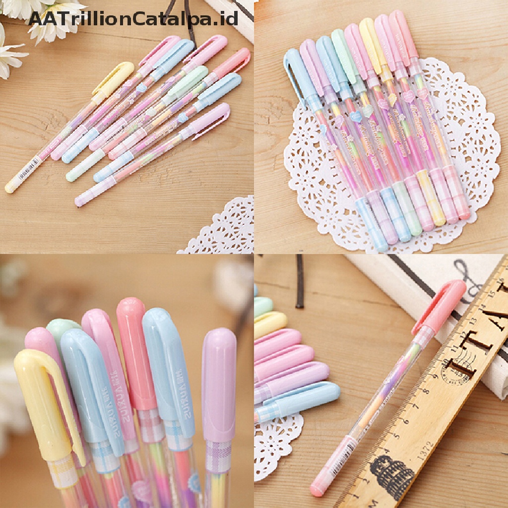 Aatrillioncatalpa 2pcs Spidol Highlighter 6 Warna Untuk Stationery