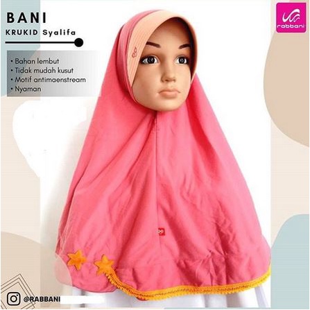 BANI KRUKID SYALIFA/KERUDUNG ANAK MOTIF RABBANI/KERUDUNG KIDS RABBANI/KRUDUNG ANAK