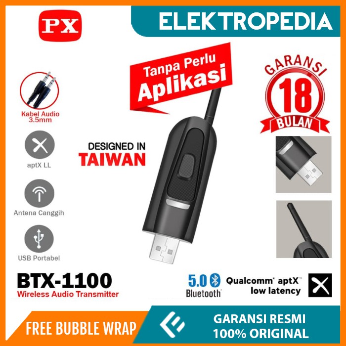 PX - Bluetooth Audio 5.0 HD StereoUSB Transmitter Tanpa Driver BTX1100