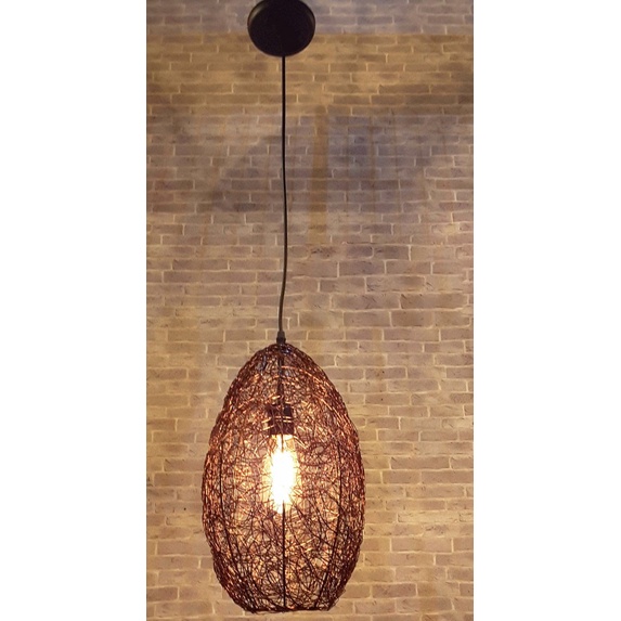 Lampu gantung COOPER CONTEMPORER BIRDNEST model benang kusut warna tembaga premium modern pendant li