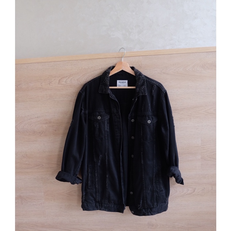 Pull & Bear Denim Jacket in BLACK - ORIGINAL