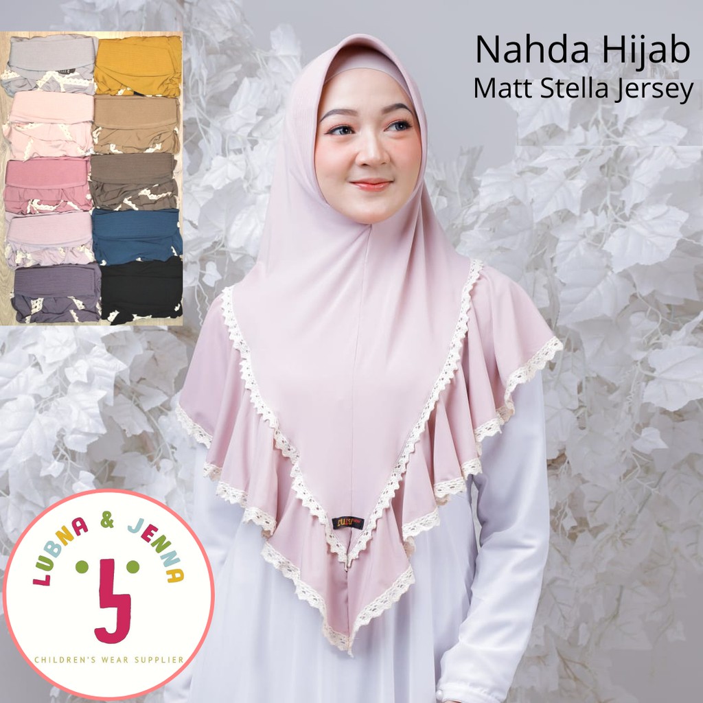 Nahda Hijab/ Bergo Dewasa Premium/ Bergo Renda / Jilbab Dewasa Matt stella Jersey