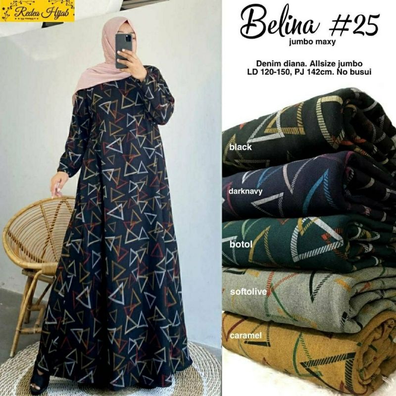 Belina #25 Jumbo Maxy, GAMIS MUSLIM WANITA JUMBO BAHAN DENIM DIANA LD 120 - 140 TERJUMBO TERMURAH