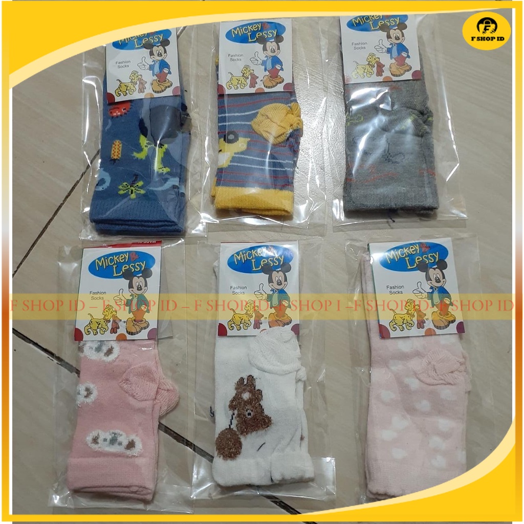1 Lusin Kaos Kaki Anak Bayi Perempuan Laki Laki Cewek Cowok Panjang Motif Gambar Karakter Lucu Usia 