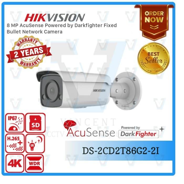 Ip Cam Hikvision Ds-2Cd2T86G2-2I 8Mp Acusense Fixed Bullet Ip Camera