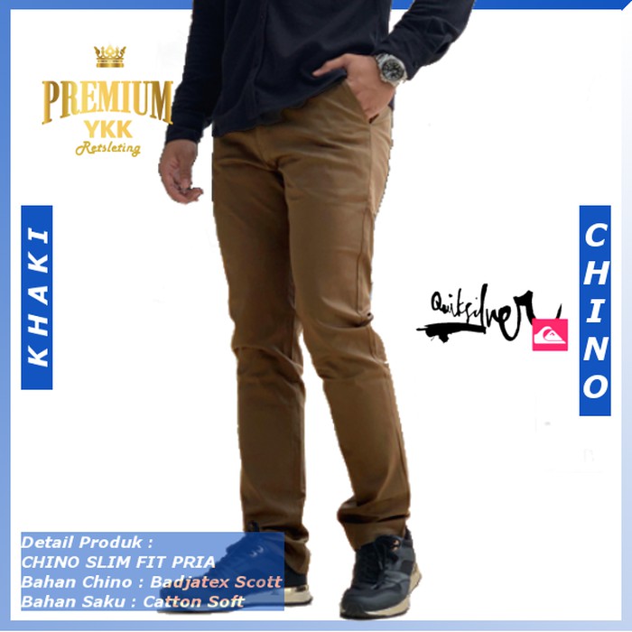 Chinopants Branded / Celana Chino Cowok Murah Merk Uniqlo OQ527  Chino | Panjang Stretch Premium - K