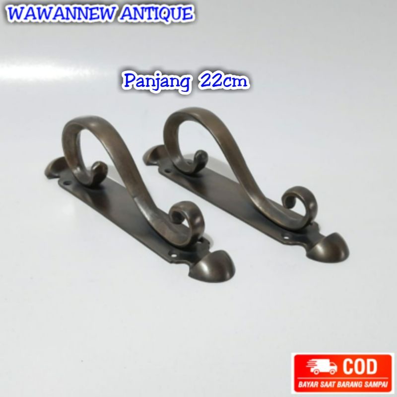 Handle / Tarikan Pintu Rumah Pagar Kuningan Antik Murah Motif Cumi 22cm