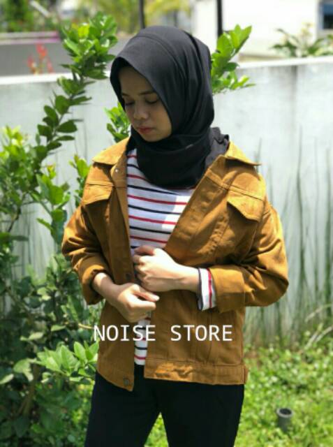 Jaket Jeans Unisex Mustard &amp; Tosca Oversize Premium Quality