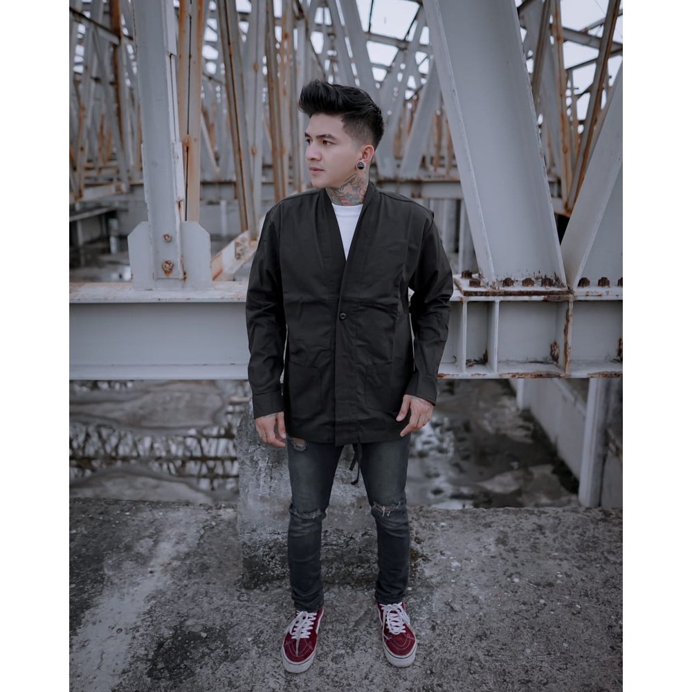 Grazzi Arrival Atasan Kimono Pria Grazzi Arrival Black/Jaket Kimono Pria/Jaket Canvas Pria