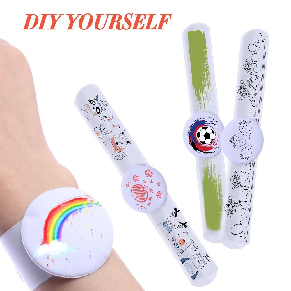 Solighter 10 Pcs Kosong Gelang Tampar Pesta Nikmat Natal Halloween DIY Kerajinan Lukisan Handmade Reusable Writable