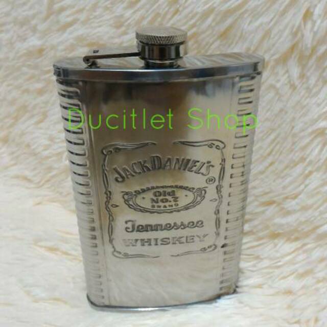 Hip Flask Arak/Tempat Minuman Alkohol/Botol Kaleng Wisky Stainless 10oz
