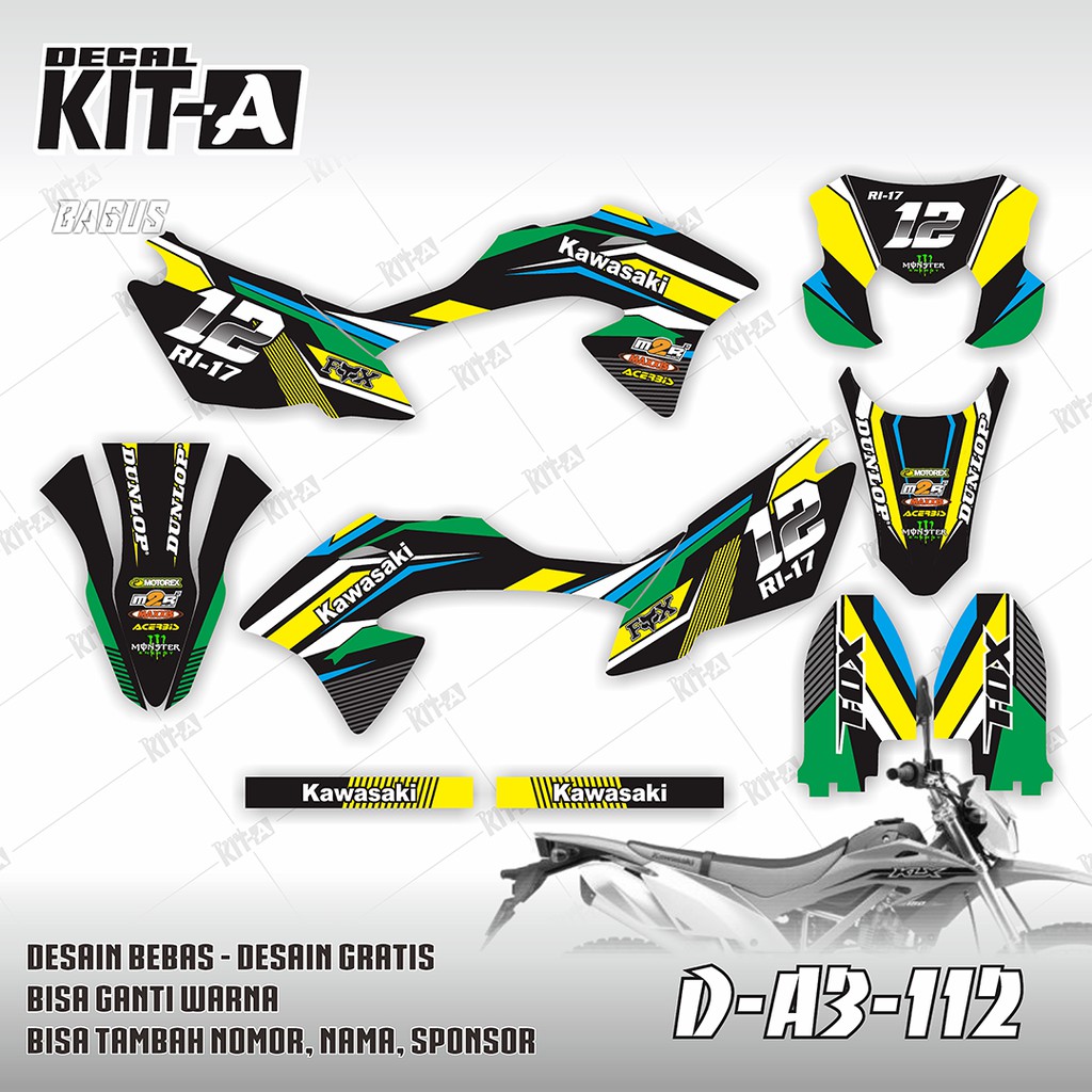 Decal Stiker Motor Klx Bf 150 G Kuning Hijau Hitam Dekal Sticker