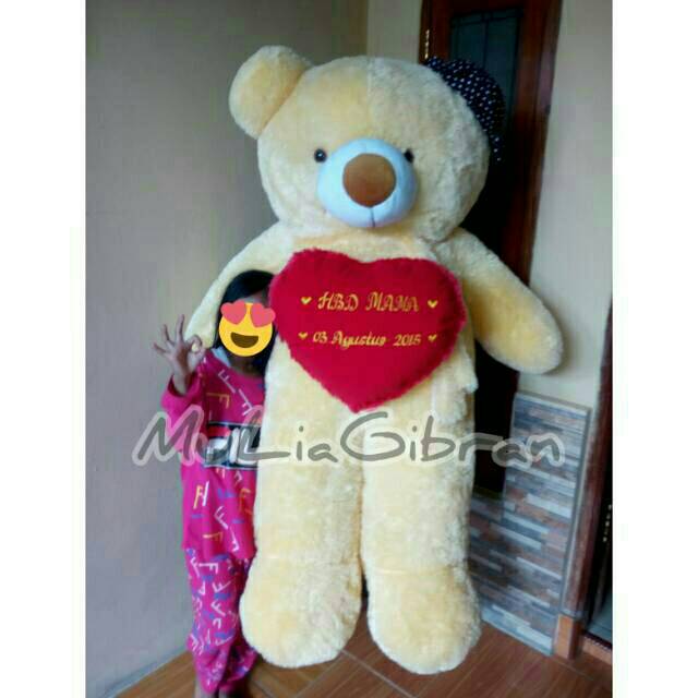 "UKIR NAMA" Boneka Teddy Bear Topi Syal SUPER JUMBO 1,5Meter