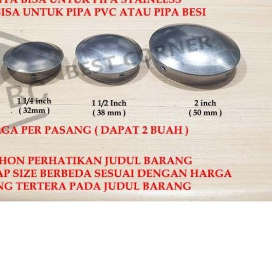 ❊ Tutup Pipa Bulat Stainless 2 Inch ➻