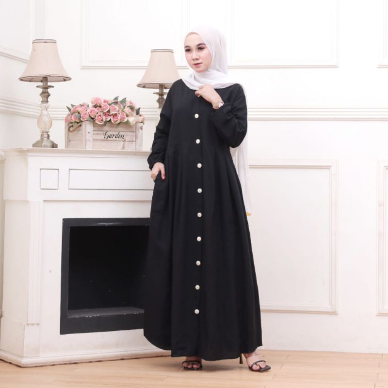 gamis rayon polos full kancing