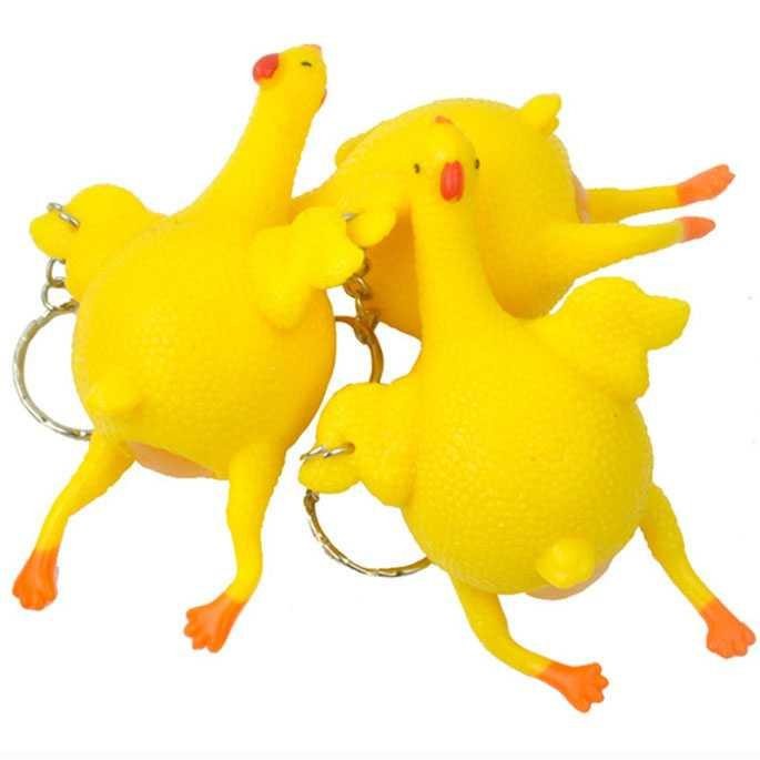 Gantungan Kunci Squishy Anti Stress Model Ayam Bertelur Turkey Egg - Yellow