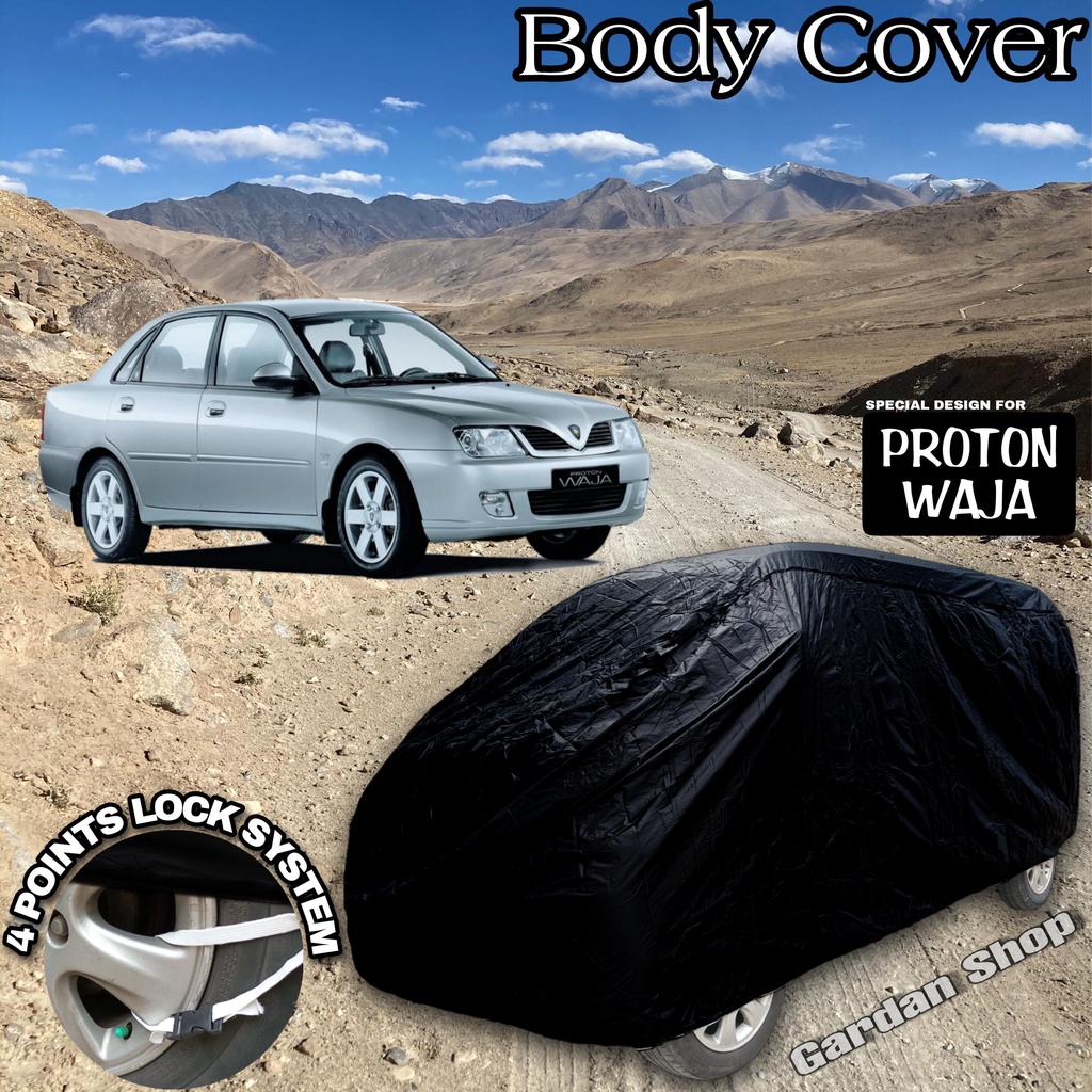 Sarung Mobil PROTON WAJA Hitam POLOS Body Cover Proton Waja Full Black