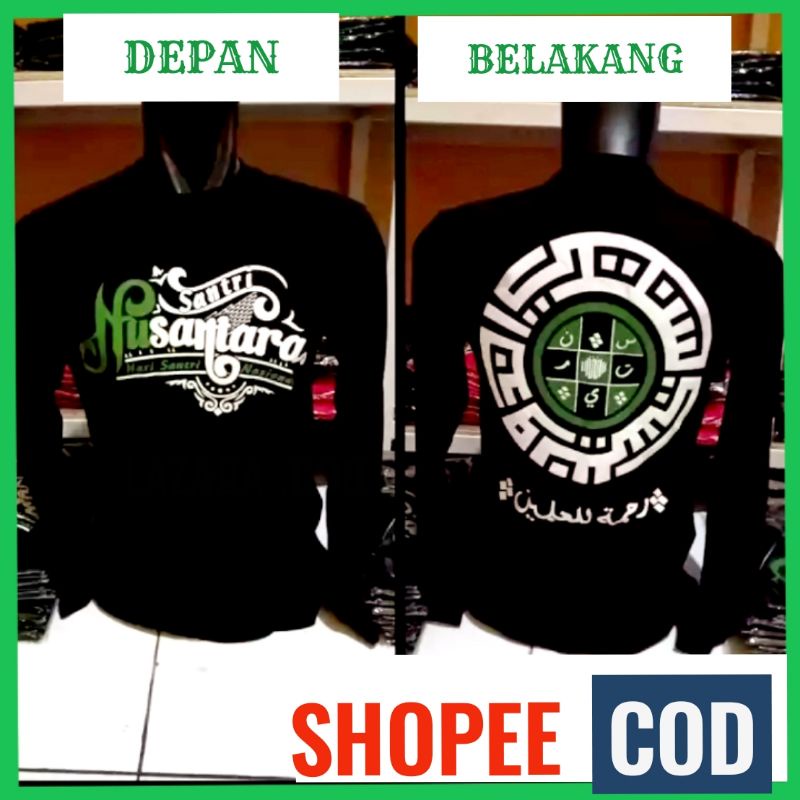 Kaos Santri Nusantara Lengan Panjang Hari Santri Nasional Hijau,Mafia Sholawat Mafish Santri Indones