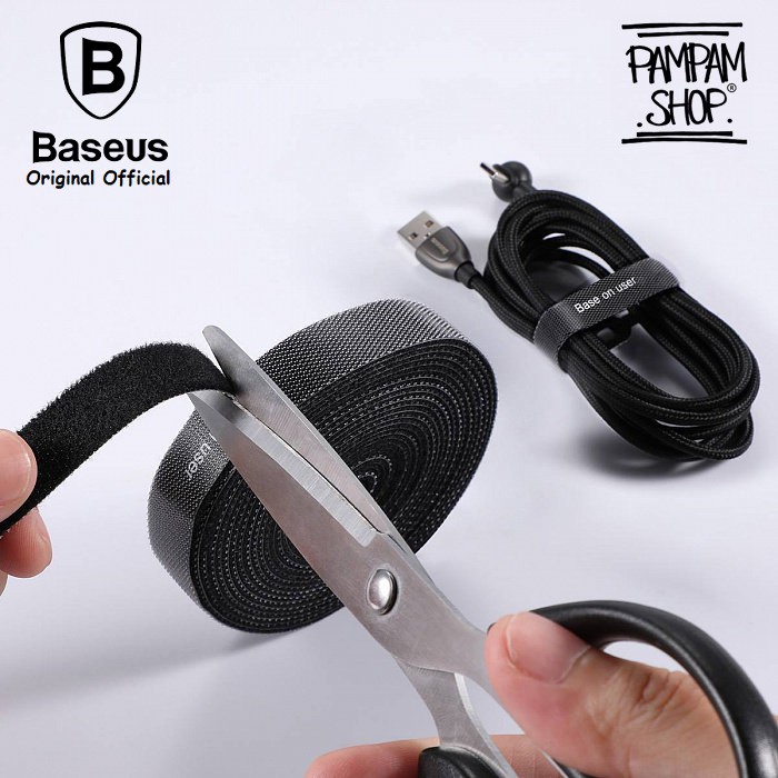 BASEUS ORIGINAL Velcro Cable Strap 1M 100CM Pengikat Perekat Kabel Klip Organizer Alat Gulung