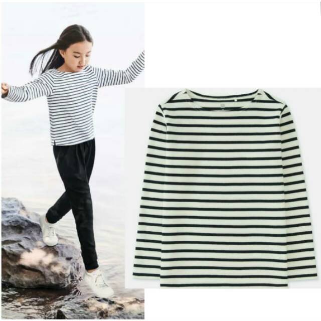 Kaos Anak Cewek Uniqlo Stripe Long Sleeve