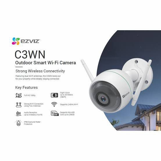 IPCAM OUTDOOR WIRELESS 2MP EZVIZ C3WN IP WIFI CAM 1080P GARANSI RESMI - C3WN ONLY Paling Murah