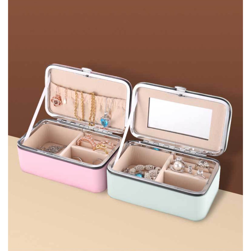 Kotak Perhiasan MINI Portabel Tempat Penyimpanan Travel Jewelry Box Case Untuk Anting Cincin Kalung