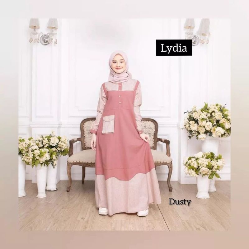 Lydia dress kids/ gamis anak tanggung model terbaru usia 10-12 tahun