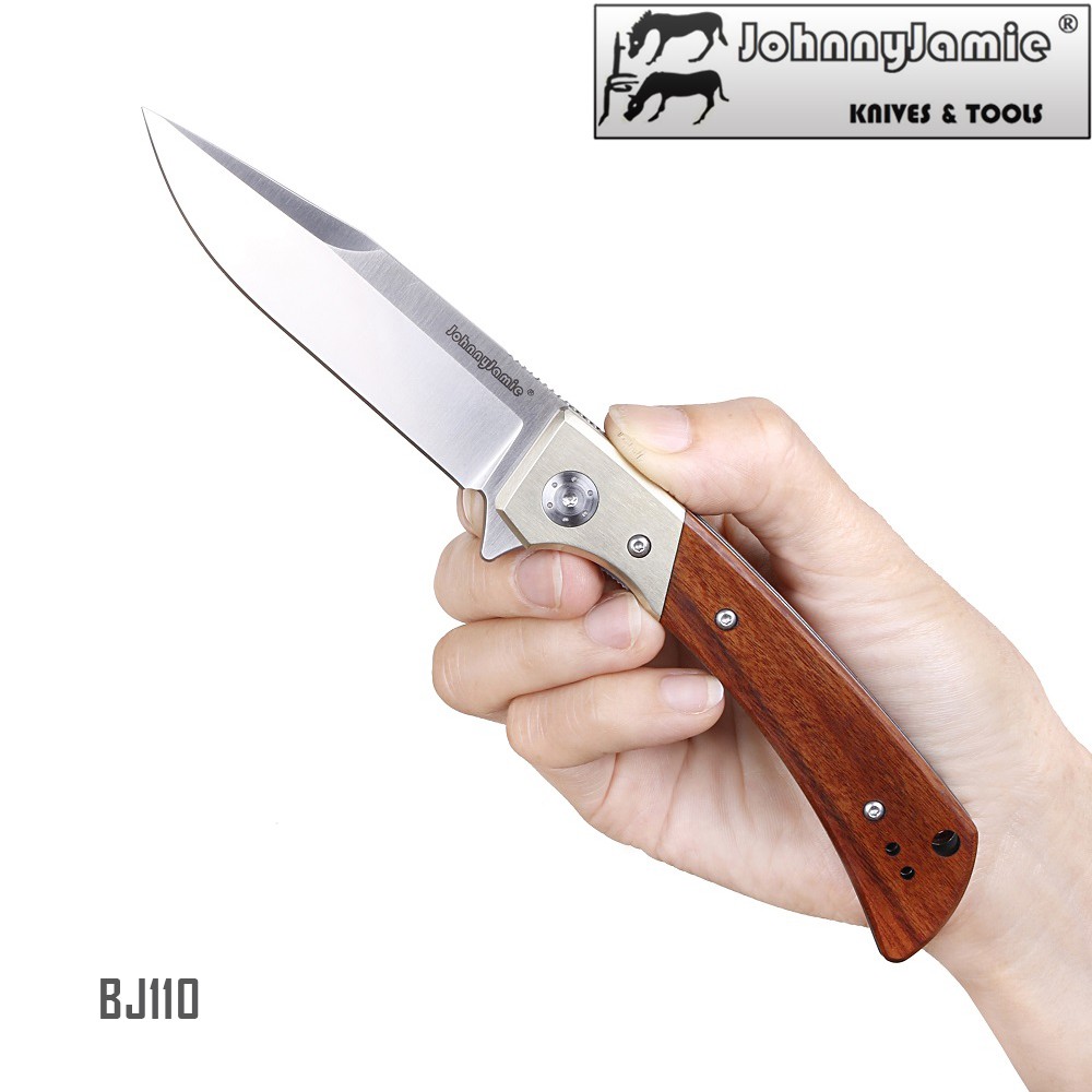 JohnnyJamie Brand New Knife BJ110 Folding Knife Hunting Pocket EDC Tools D2 Steel Blade with