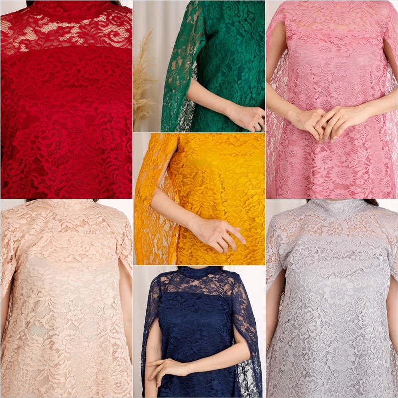 (Pasti RealPic) Dress Martha Brukat Cord Tulang Corneli Tebal Dres Batwing Brokat Premium