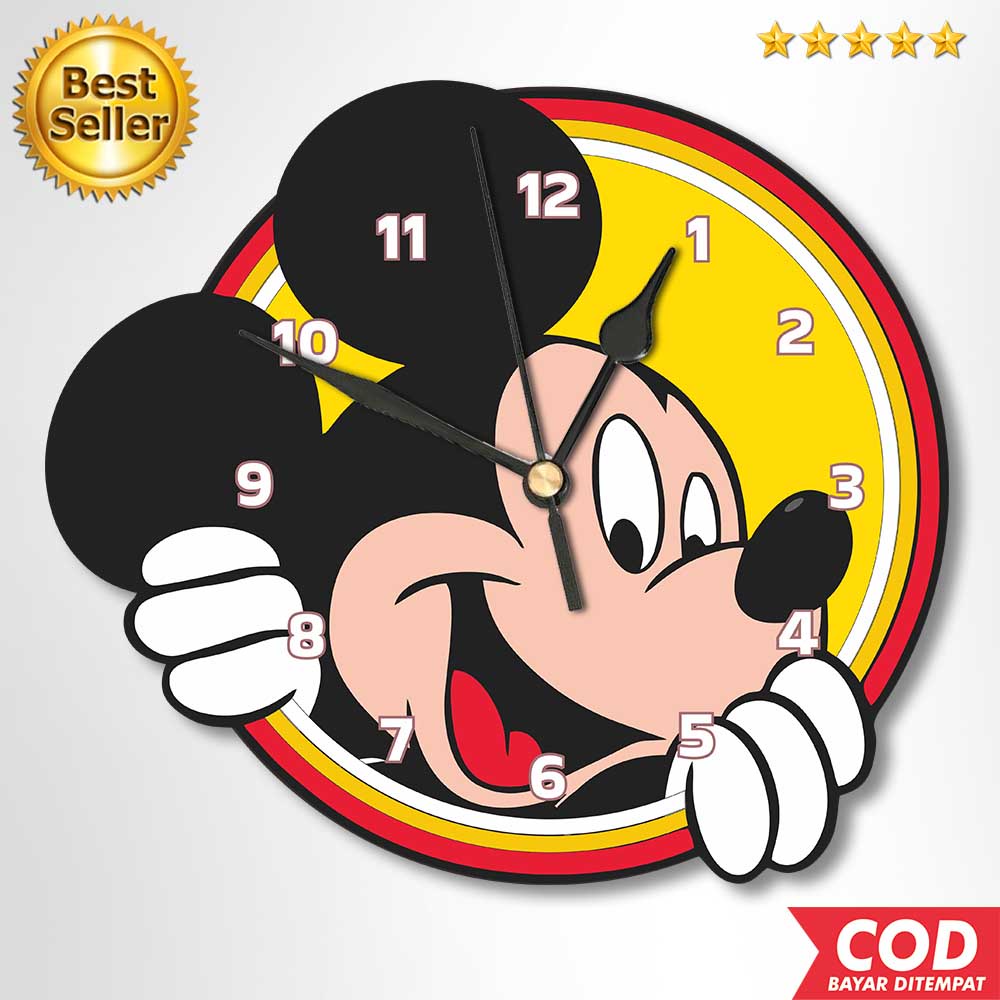 JAM DINDING UNIK KARAKTER MICKEY MOUSE / JAM DINDING LUCU POLA ANIMASI / HIASAN KAMAR ANAK / DEKORAS
