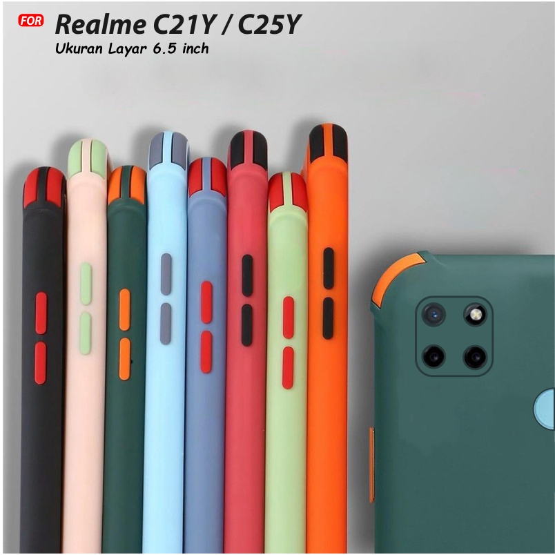 Soft Case Crack Macaron 2Tone Realme C21Y C25Y Dengan Bumper Protect Pelindung Camera