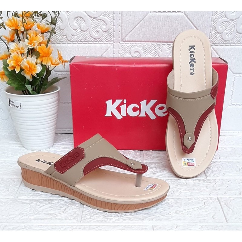 KICKERS SANDAL WEDGES JAPIT WANITA KOMBINASI