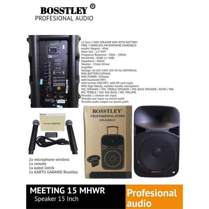 SPEAKER PORTABLE BOSSTLEY MAX15MHWR / MAX 15MHWR 15INCH ORIGINAL