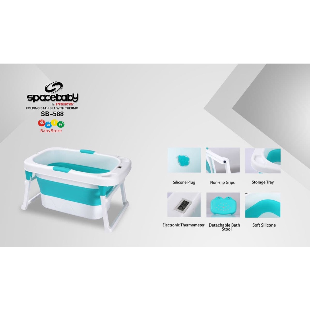 Space Baby Folding Bath with Thermo SB-588 / Bak Mandi Lipat dengan Sensor Suhu Bayi (Tersedia varian warna)