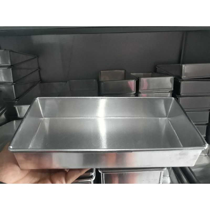 Cetakan Kue Brownis / Loyang Kue Kotak Persegi Panjang / Loyang Kue Aluminium Tinggi 4cm