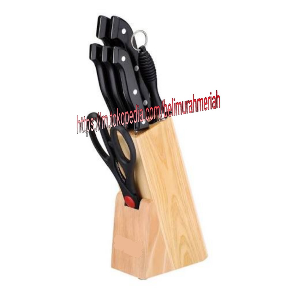 Premium WOOD KNIFE PISAU SET 8 IN 1 WADAH KAYU TALENAN Shopee