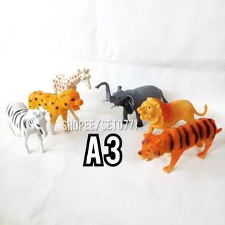  Mainan  Anak  Animal 6 PCS Binatang Hewan Liar Karet  