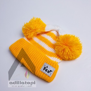 Kupluk bear belang belang gratis nama sendiri| topi kupluk bear | kupluk usia 2 tahun