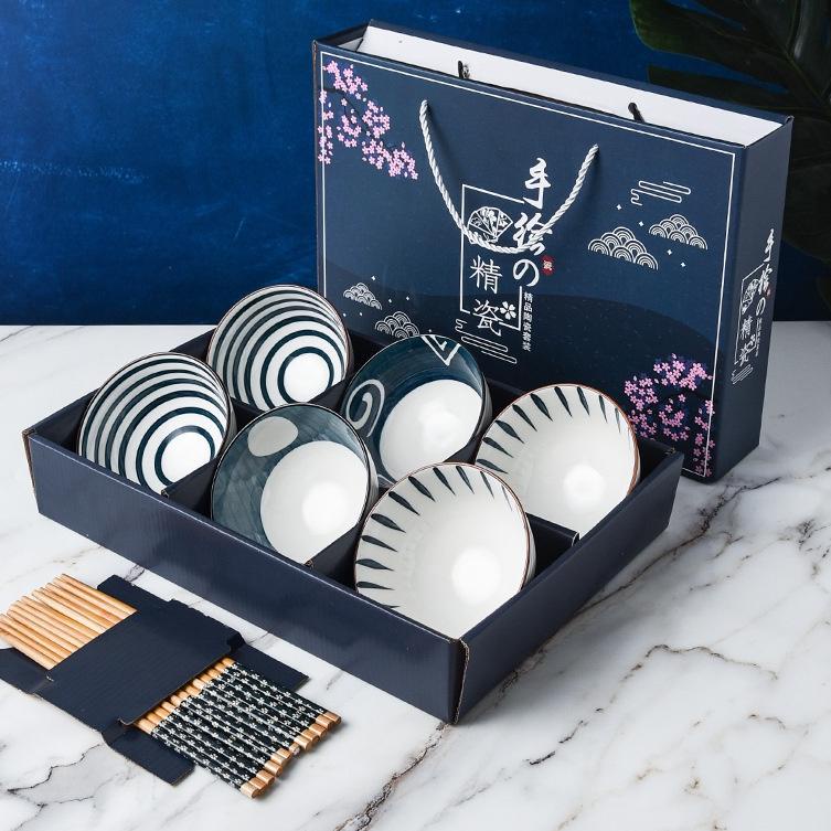 Langsung Beliii.. 【Pengiriman Gratis】 Mangkok Set Japan Mangkok Keramik Set Souvenir Mangkok Set 6 M