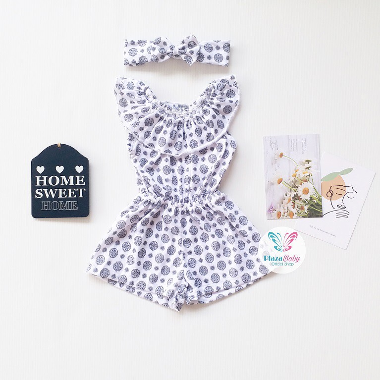 CUCI GUDANG!! PROMO 7.7 plazababyku  MX JUMPSUIT NESYA BANDO setelan bayi motif bunga yang lucu free headband
